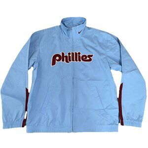 Nike x MLB Philadelphia Phillies Powder Blue Windbreaker Jacket, Men’s Large